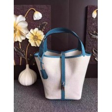 Hermes Picotin Lock Canvas Albastru