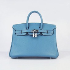 Geantă Hermes Birkin 25cm 6068 Albastru Argintiu