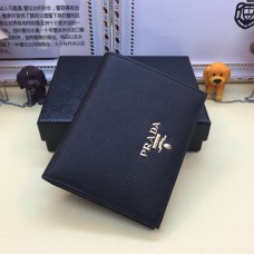 Portofel mic Prada 1M0204 Bifold din piele Saffiano negru