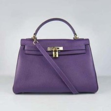 Geantă de mână Hermes Kelly 32cm Togo din piele 6108 violet auriu