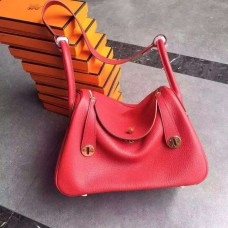 Geantă Hermes Lindy 30cm Roșu-Auriu