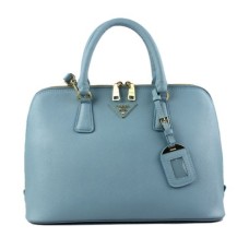 Geantă tote Prada 0812 albastru deschis cu model de cruce