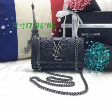 Geantă YSL cu lanț 17cm, model șarpe, negru, argintiu
