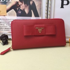 Portofel Prada cu fermoar L0506 Roșu