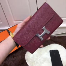 Portofel Hermes Constance Togo din piele vișinie