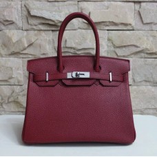 Geantă de mână Hermes Birkin 30cm Togo din piele, argintiu-borduriu