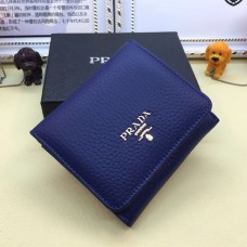 Portofel din piele Prada cu trei pliuri 1M0176 Albastru
