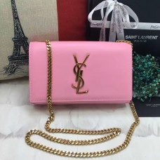 Geantă YSL din piele netedă cu lanț, 22 cm, roz