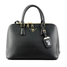 Geantă tote Prada 0812 neagră cu model încrucișat
