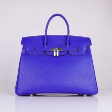 Genți de mână Hermes Birkin 35cm Togo din piele albastru electric argintiu