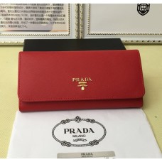 Portofel Prada 1M1132 din piele Saffiano roșu