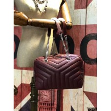 Geantă YSL cu lanț 27cm, vișinie
