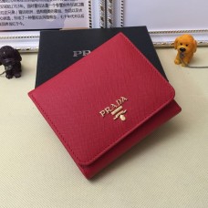 Portofele Prada 1M0176 din piele Saffiano în roșu