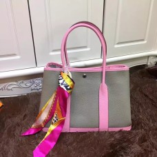 Geantă de mână Hermes Garden Party 36cm din piele gri roz