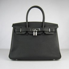 Genți de mână Hermes Birkin 30cm Togo din piele negru argintiu