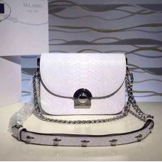 Geantă Prada Arcade din piele de șarpe albă