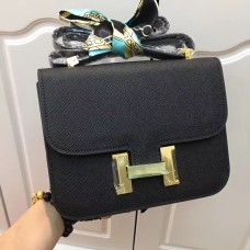 Geantă Hermes Constance 23cm din piele Epsom Negru Auriu