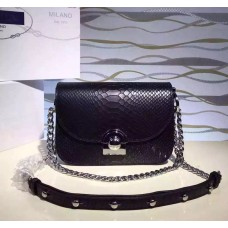 Geantă Prada Arcade din piele de șarpe neagră