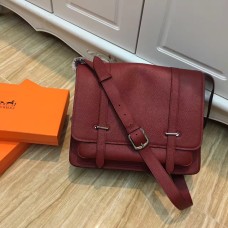Geantă crossbody Hermes Steve pentru bărbați, din piele, culoare vișinie
