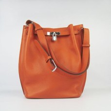 Geantă de umăr Hermes So Kelly 28cm Togo din piele portocalie argintie