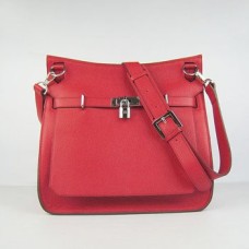 Geantă crossbody Hermes Jypsiere 28cm, roșie și argintie
