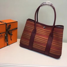 Geantă Hermes Garden Party 36cm din pânză, vișinie