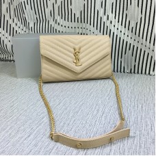 Geantă YSL Envelope Chain din piele Caviar Apricot 23cm