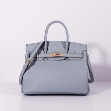 Geantă Hermes Birkin 30cm din piele Togo cu curea albastră, aurie