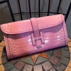 Geantă Hermes Jige Clutch 29cm Crocodil Roz