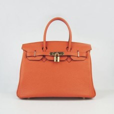Genți de mână Hermes Birkin 30cm Togo din piele portocalie aurie