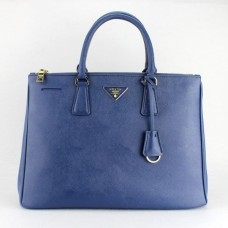Geantă tote Prada 1786 cu cruce albastră și lac