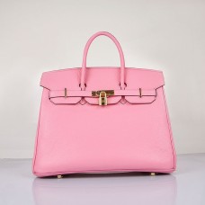 Genți de mână Hermes Birkin 35cm Togo din piele, roz cireș, aurii