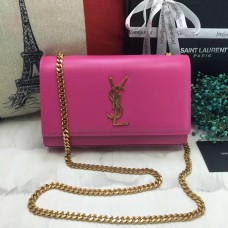 Geantă YSL din piele netedă cu lanț, 22 cm, roz