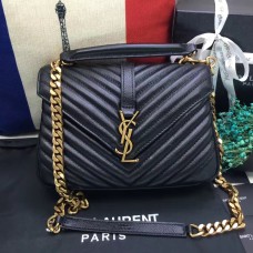 Geantă de umăr YSL cu mâner superior 24cm Negru Auriu
