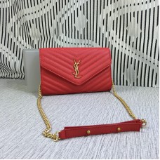 Geantă YSL Envelope Chain din piele Caviar Roșie 23cm