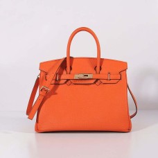 Geantă Hermes Birkin 30cm din piele Togo cu curea portocalie aurie
