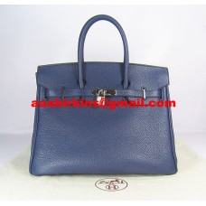 Genți de mână Hermes Birkin 35cm Togo din piele albastru închis argintiu