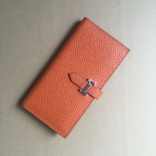 Portofel Hermes H005 din piele de vițel portocalie