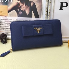 Portofel Prada cu fermoar L0506 Albastru