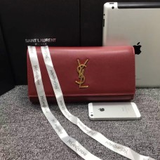 YSL Saint Laurent Clutch 27cm Piele netedă Burgundy