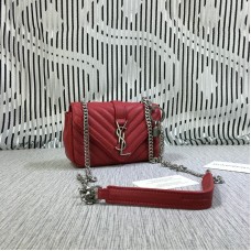Geantă mică YSL cu lanț plic din piele de capră roșie 18cm
