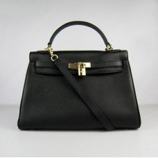 Geantă de mână Hermes Kelly 32cm Togo din piele 6108 auriu negru