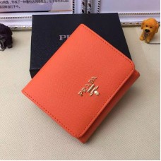 Portofele Prada 1M0176 din piele Saffiano în portocaliu
