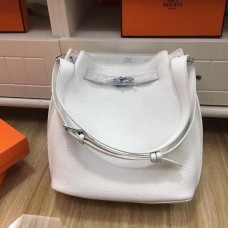 Geantă de umăr Hermes So Kelly 28cm Togo din piele alb-argintiu