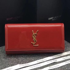 Geantă de mână YSL din piele lăcuită, 27 cm, roșie