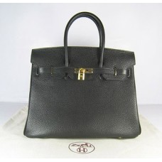 Genți de mână Hermes Birkin 35cm Togo din piele negru auriu