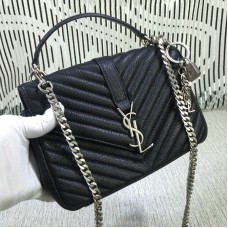 Geantă Saint Laurent cu lanț și mâner superior, neagră