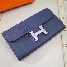 Portofel Hermes Constance din piele Togo, albastru închis