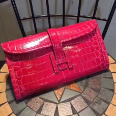 Geantă Hermes Jige Clutch 29cm Crocodil Roz Aprins