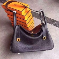 Geantă Hermes Lindy 30cm Negru Auriu